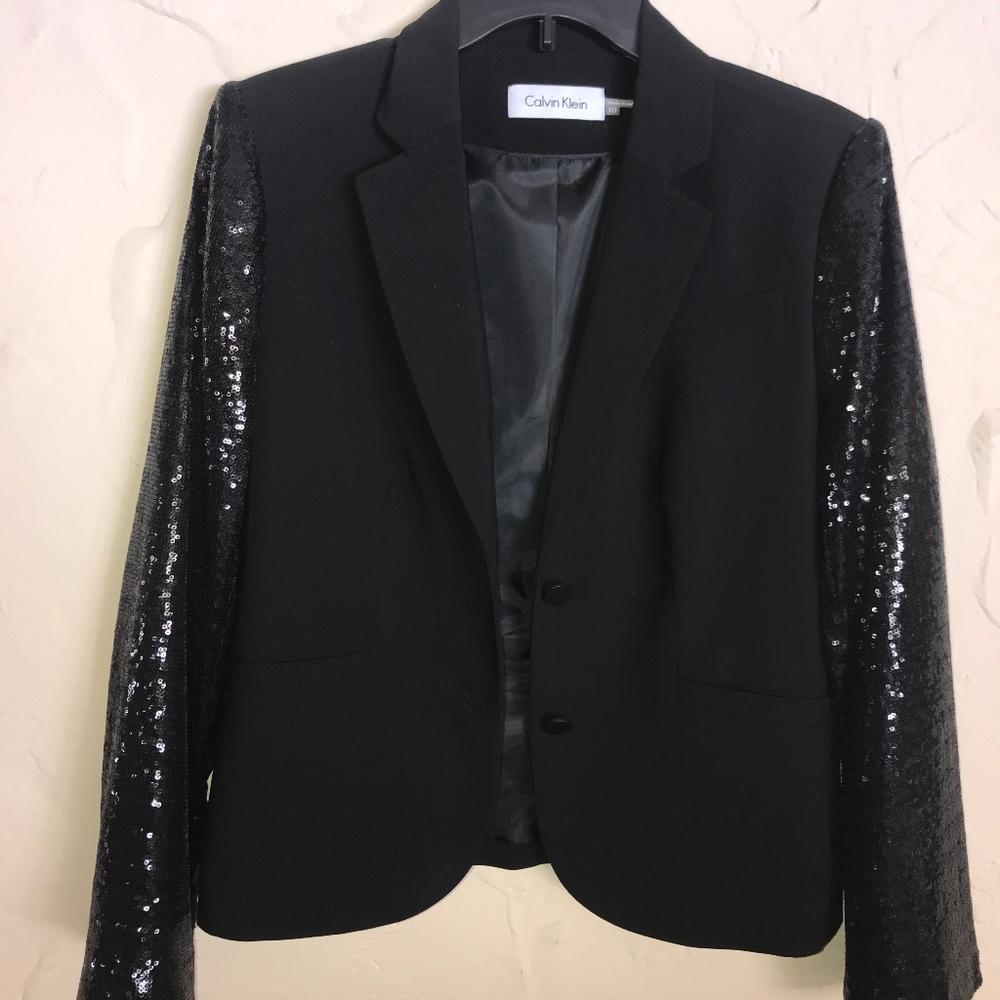 Calvin Klein Black Sequin Blazer Jacket